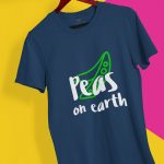 peas on earth blue tshirt