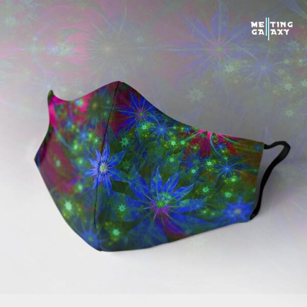 Panda Rolling Psychedelic Flower Mask - Blue